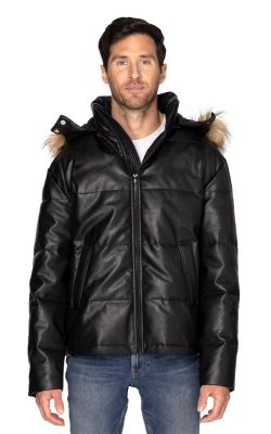 Threadfast  397J  -  Unisex Vegan Leather Puffer Jacket