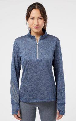 Adidas A285 - Women's Brushed Terry Heathered Quarter-Zip Pullover