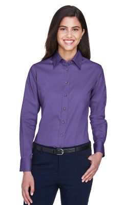 Harriton  M500W  -  Ladies' Easy Blend Long-Sleeve TwillShirt with Stain-Release