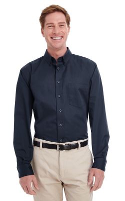 Harriton  M581T  -  Men's  Tall Foundation 100% Cotton Long-Sleeve Twill Shirt with Teflon
