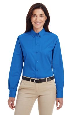 Harriton  M581W  -  Ladies' Foundation 100% Cotton Long-Sleeve Twill Shirt withTeflon