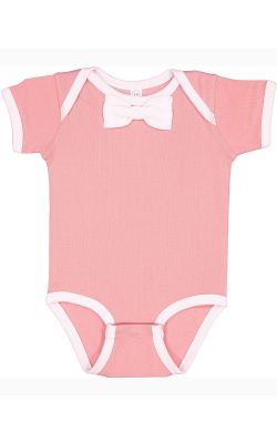 Rabbit Skins  RS4407  -  Infant Baby Rib Bow Tie Bodysuit