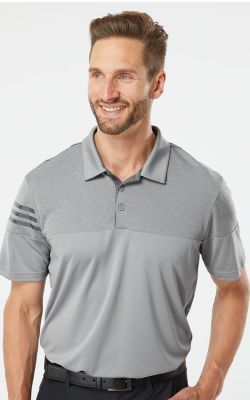 Adidas A213 - Heathered 3-Stripes Colorblock Sport Shirt