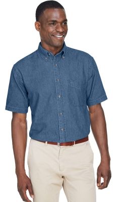 Harriton M550S - Men's 6.5 oz. Short-Sleeve Denim Shirt