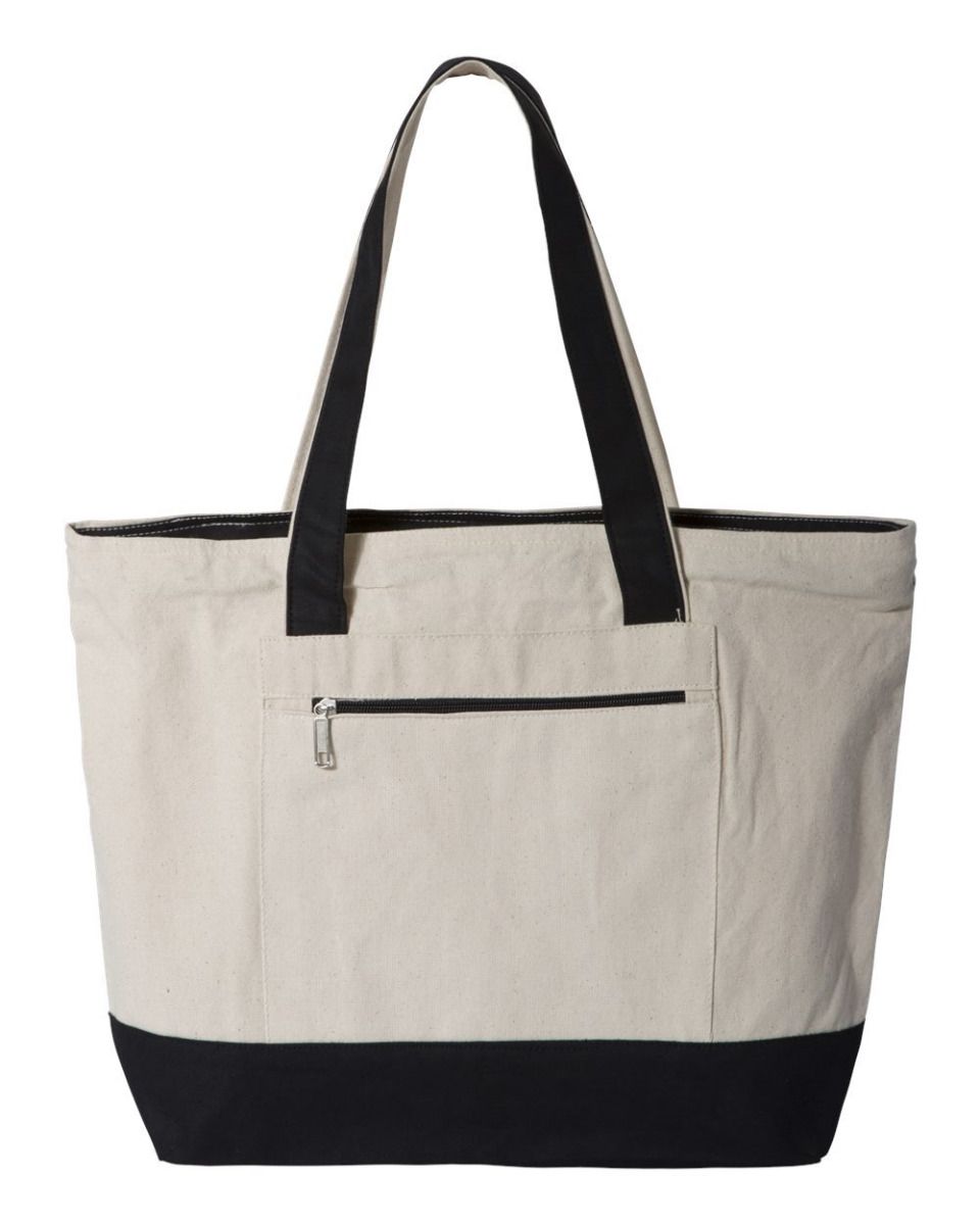 IDEAL ID900 – Large Canvas Tote Handle Bag with Zipper & Front Pocket