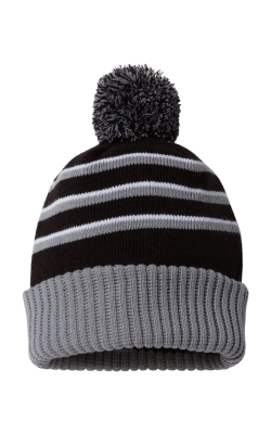 Ideal ID134 - Stripe Pom Cuffed Beanie