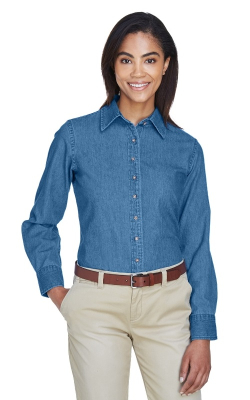 Harriton M550W - Ladies' 6.5 oz. Long-Sleeve Denim Shirt