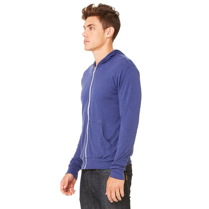 Bella Canvas 3939 Unisex Triblend Full Zip Lightweight Hoodie
