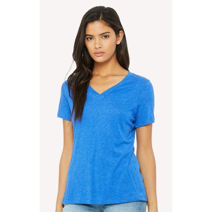Bella Canvas 6415 Women s Relaxed Triblend Short Sleeve V Neck Tee