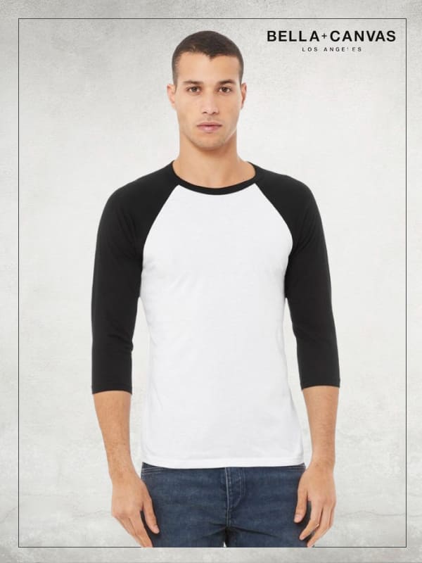 Bella+Canvas 3200 – Unisex Three-Quarter Sleeve Baseball Tee