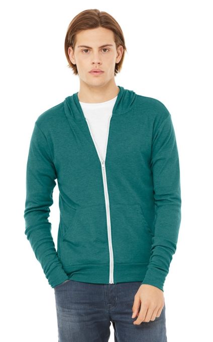 Bella+Canvas 3939 - Unisex Triblend Full-Zip Lightweight Hoodie
