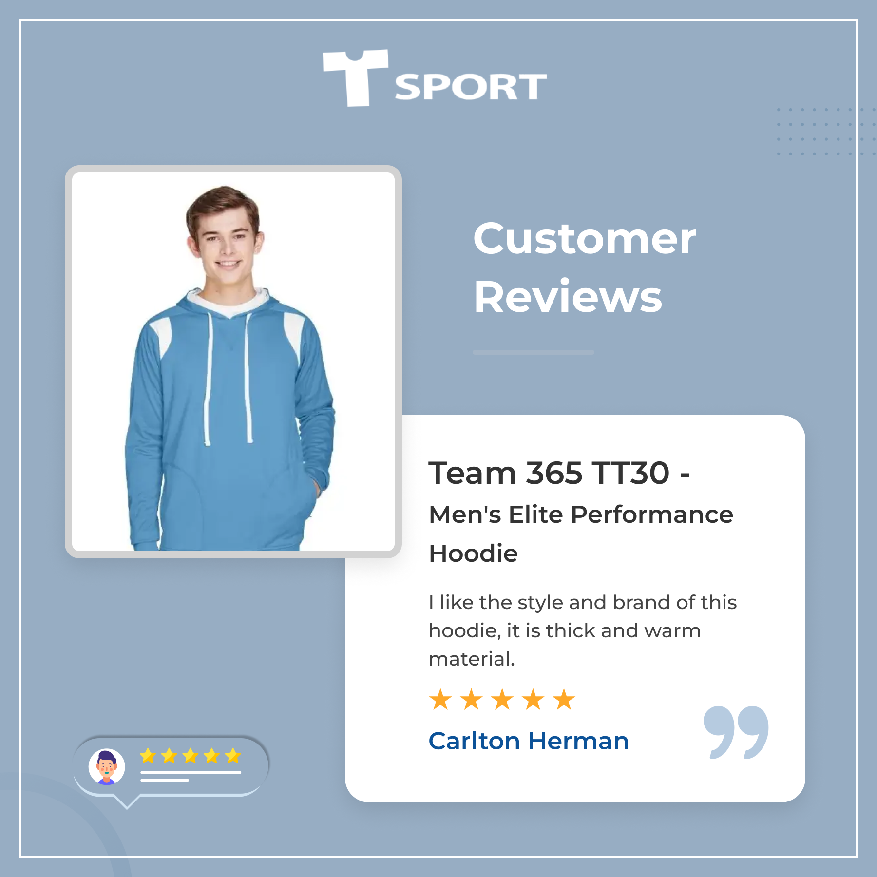 Customer Review - Team 365 TT30 - Men's Performance Hoodie